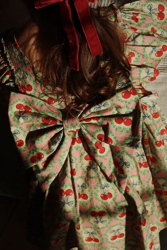 Konges Sløjd rochie din bumbac pentru copii EVIA LS BOW DRESS GOTS KS101964