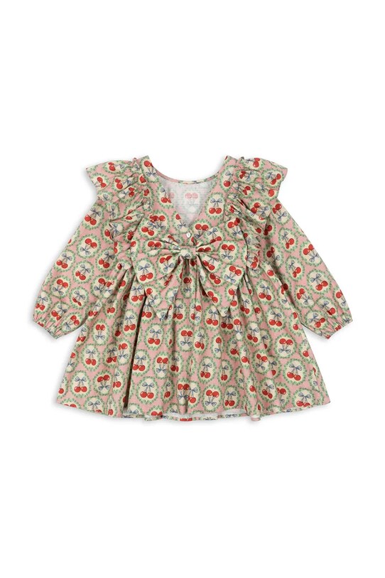 Konges Sløjd rochie din bumbac pentru copii EVIA LS BOW DRESS GOTS KS101964 bej AW24