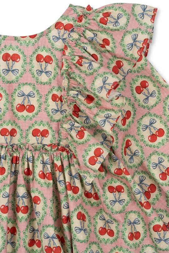 Konges Sløjd rochie din bumbac pentru copii EVIA LS BOW DRESS GOTS bej KS101964