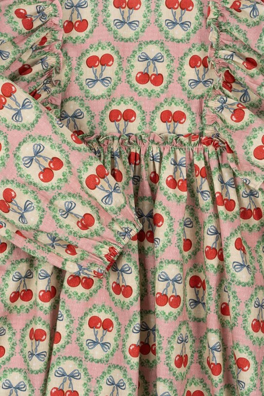 Konges Sløjd rochie din bumbac pentru copii EVIA LS BOW DRESS GOTS KS101964 bej