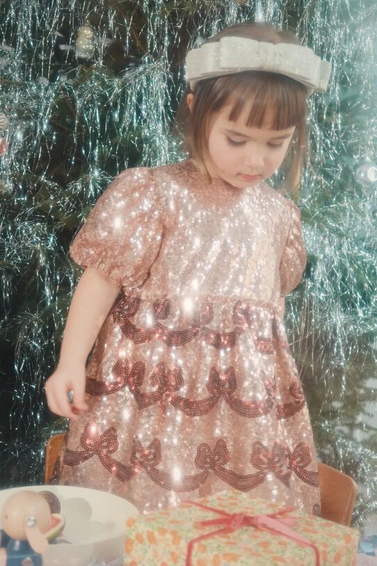 Дитяча сукня Konges Sløjd STARLA BOW WOW DRESS mini золотий KS102116