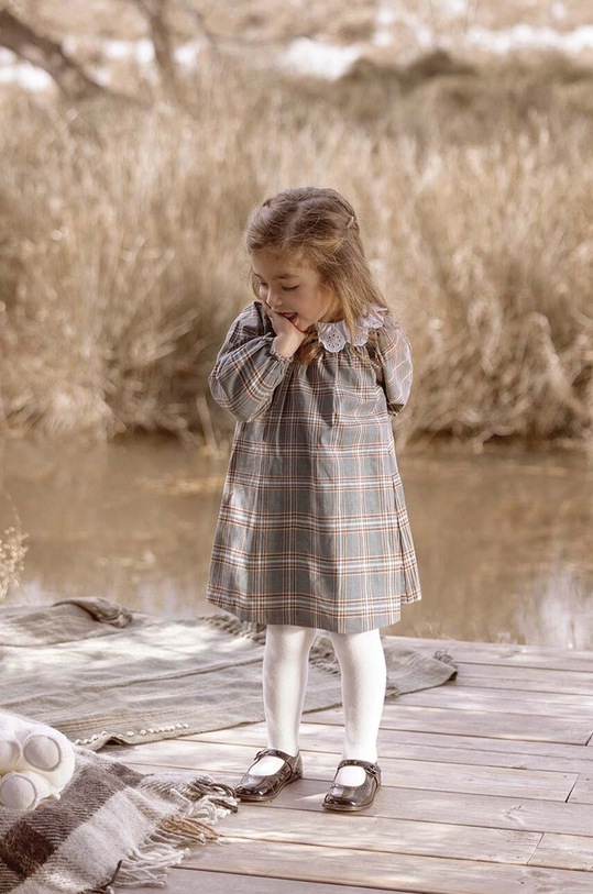 Tartine et Chocolat rochie din bumbac pentru copii mini gri TZ30021.80.94