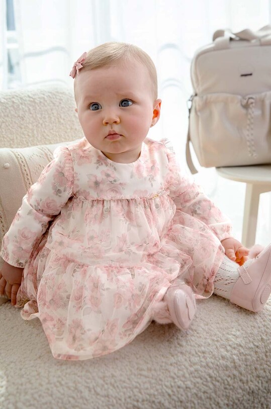 Šaty pre bábätká Mayoral Newborn látka ružová 2805.2L.Newborn.9BYH
