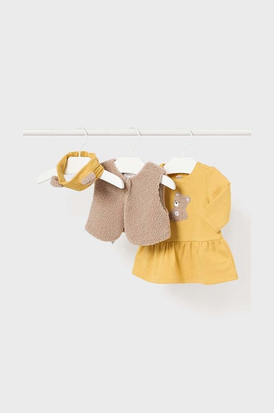 Детское хлопковое платье Mayoral Newborn 2807.2M.Newborn.9BYH жёлтый AW24