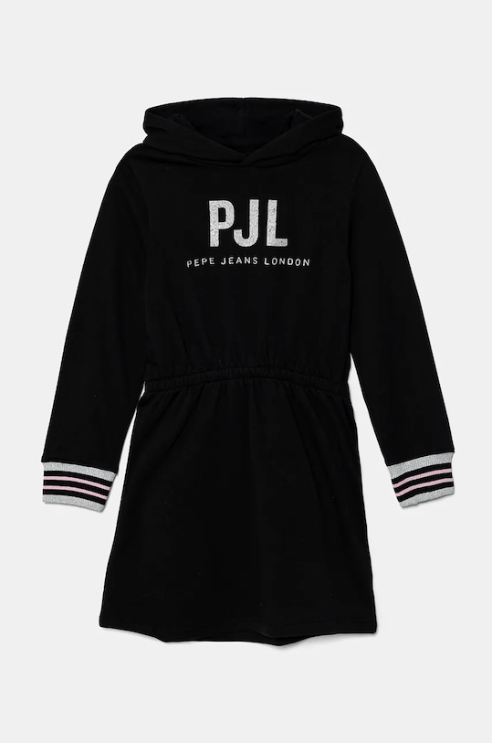 Хлопковое детское платье Pepe Jeans THAIS длинный чёрный PG951675