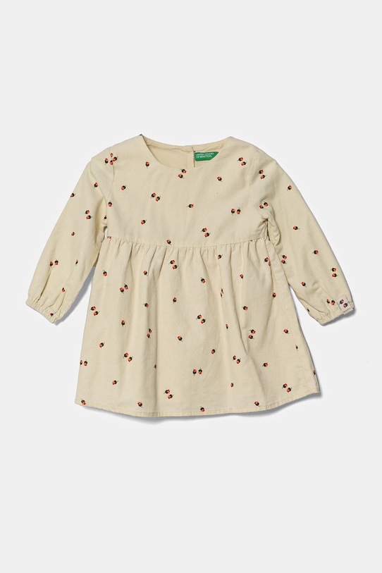 Detské manšestrové šaty United Colors of Benetton kvetinový béžová 40CYGV020.P.Seasonal