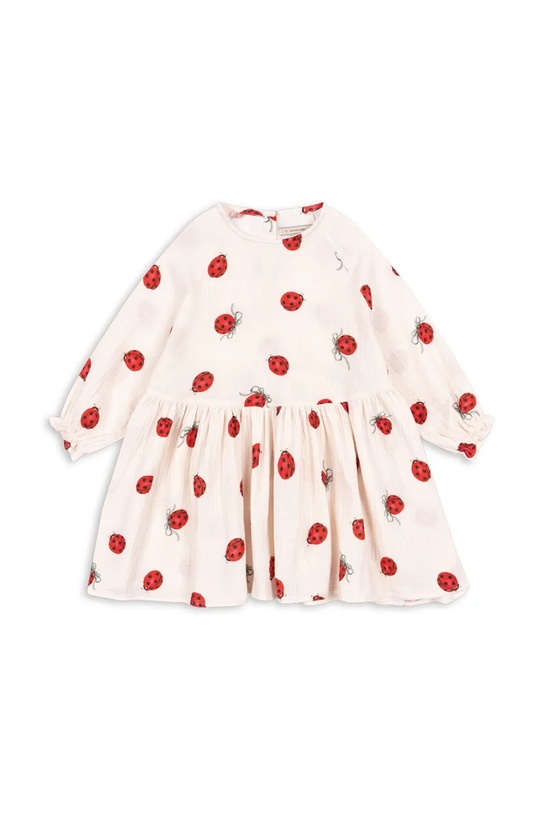Konges Sløjd rochie din bumbac pentru copii COCO LADYBUG DRESS GOTS KS102213 bej AW24