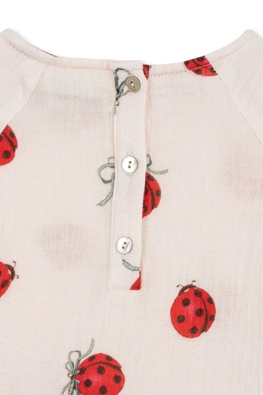 Konges Sløjd rochie din bumbac pentru copii COCO LADYBUG DRESS GOTS bej KS102213