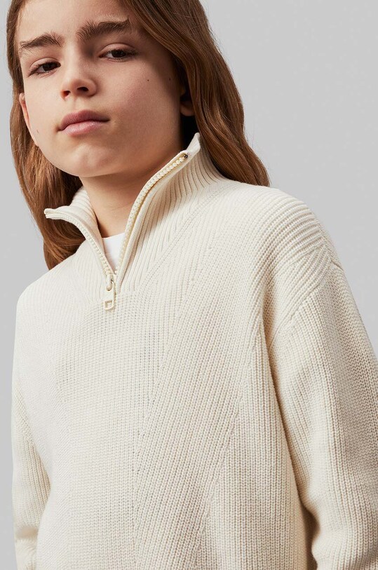 Детский хлопковый свитер Calvin Klein Jeans IB0IB02153.9BYH бежевый