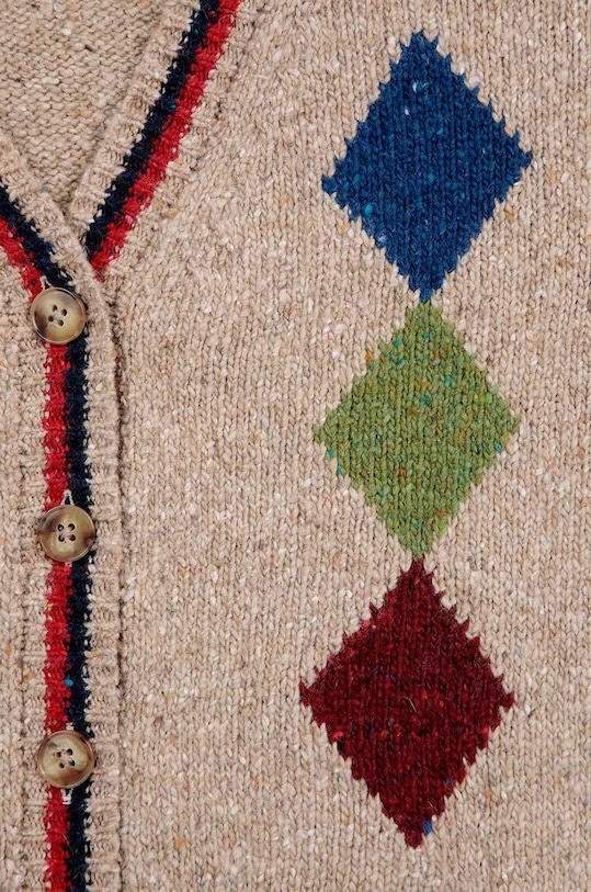 Bobo Choses cardigan cu amestec de lână pentru copii Diamonds bej 224AC120