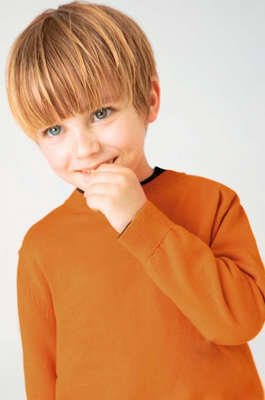 Mayoral sweter bawełniany dziecięcy pomarańczowy 323.5E.Mini.9BYH