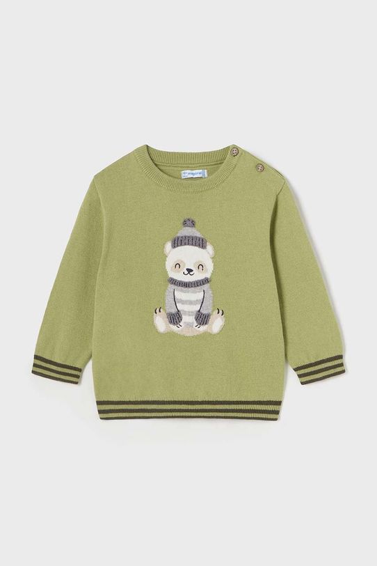 Mayoral sweter z domieszką wełny niemowlęcy z domieszką wełny zielony 2313.3C.Baby.9BYH