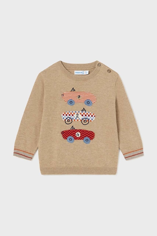 Mayoral sweter z domieszką wełny niemowlęcy 2313.3C.Baby.9BYH beżowy AW24