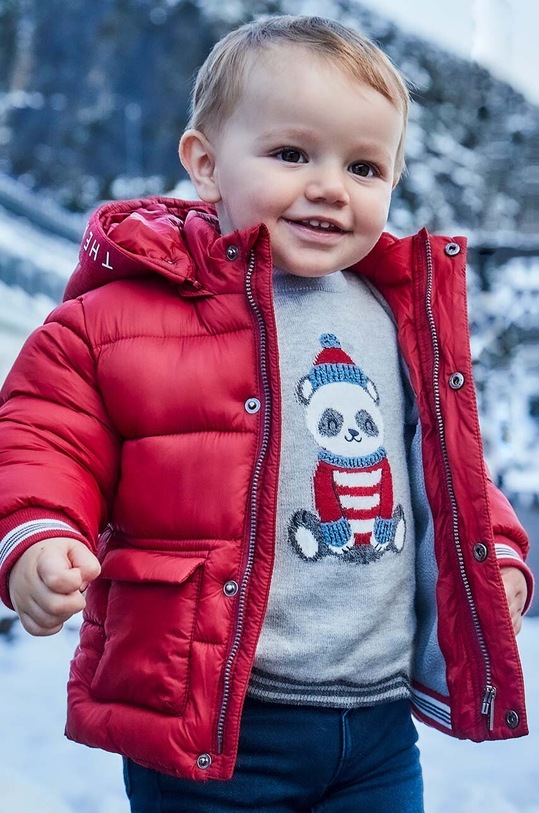 Mayoral sweter z domieszką wełny niemowlęcy z domieszką wełny szary 2313.3C.Baby.9BYH