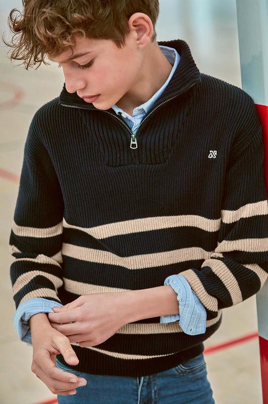 Mayoral sweter bawełniany dziecięcy granatowy 7391.7A.Junior.9BYH