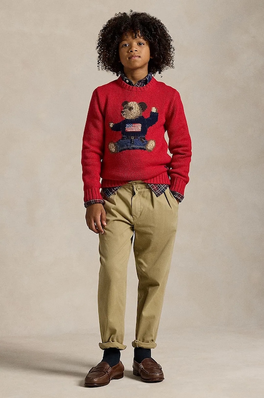 Παιδικό πουλόβερ από μείγμα μαλλιού Polo Ralph Lauren κόκκινο 323951155001