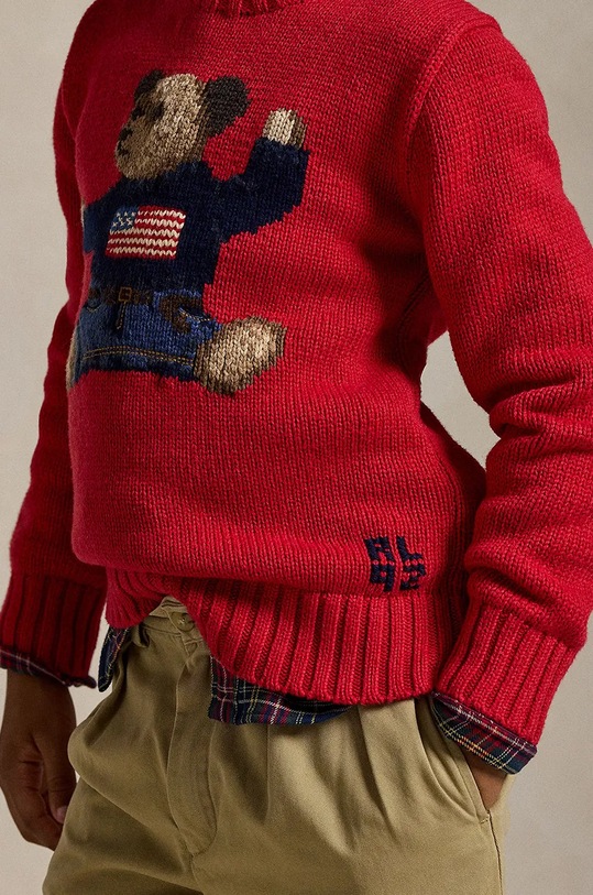 Παιδικό πουλόβερ από μείγμα μαλλιού Polo Ralph Lauren 323951155001 κόκκινο