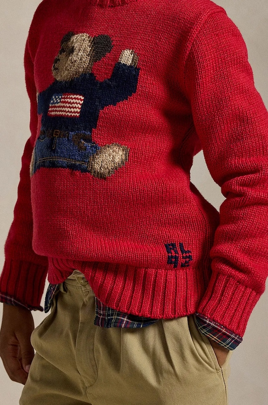 Παιδικό πουλόβερ από μείγμα μαλλιού Polo Ralph Lauren 323951155001 κόκκινο