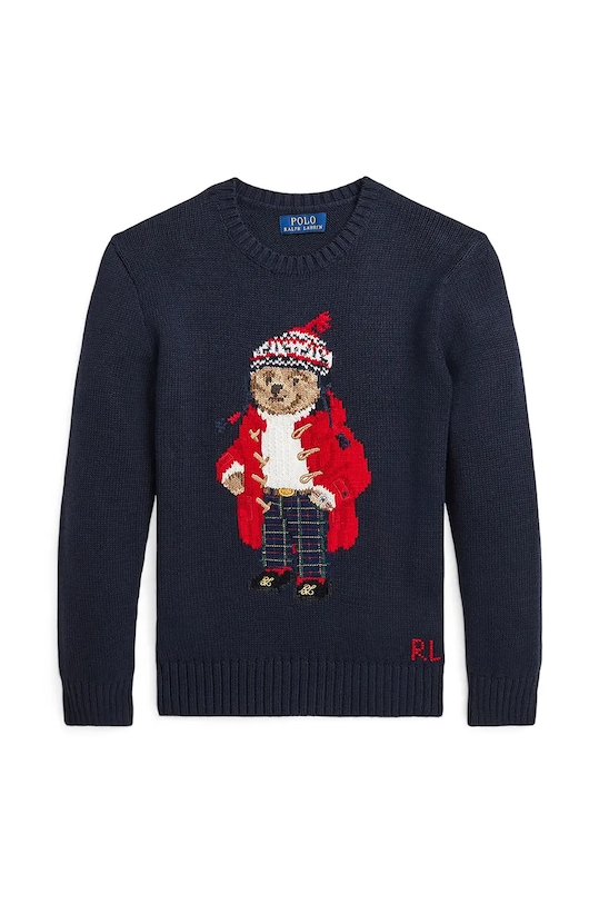 Παιδικό βαμβακερό πουλόβερ Polo Ralph Lauren 323951416001 σκούρο μπλε AW24