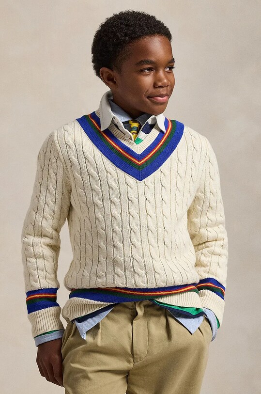 Дитячий бавовняний светр Polo Ralph Lauren інші бежевий 323951447001