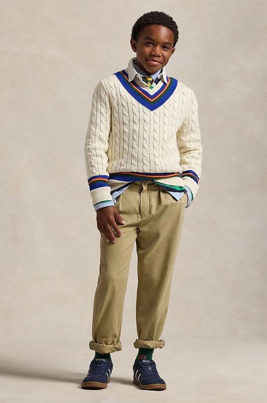 Дитячий бавовняний светр Polo Ralph Lauren 323951447001 бежевий