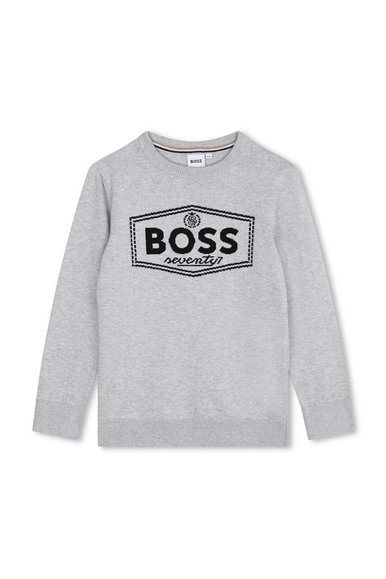 BOSS sweter bawełniany dziecięcy aplikacja szary J51182.126.150