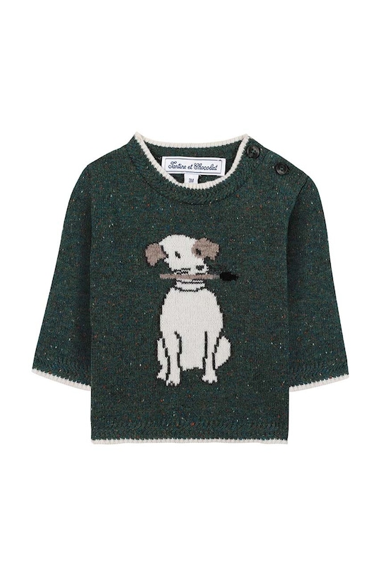 Dječji vuneni pulover Tartine et Chocolat vuna zelena TZ18141.104