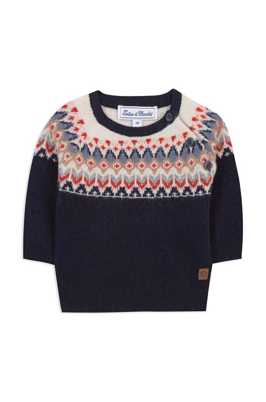Tartine et Chocolat pulover de lână pentru copii TZ18121.80.94 bleumarin AW24