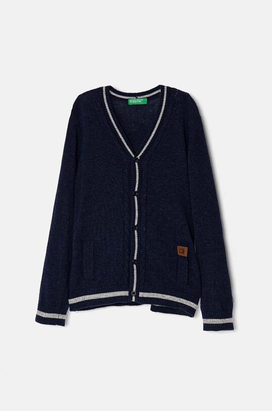 United Colors of Benetton cardigan cu amestec de lână pentru copii cu modele bleumarin 1LQZH600D.P.Seasonal