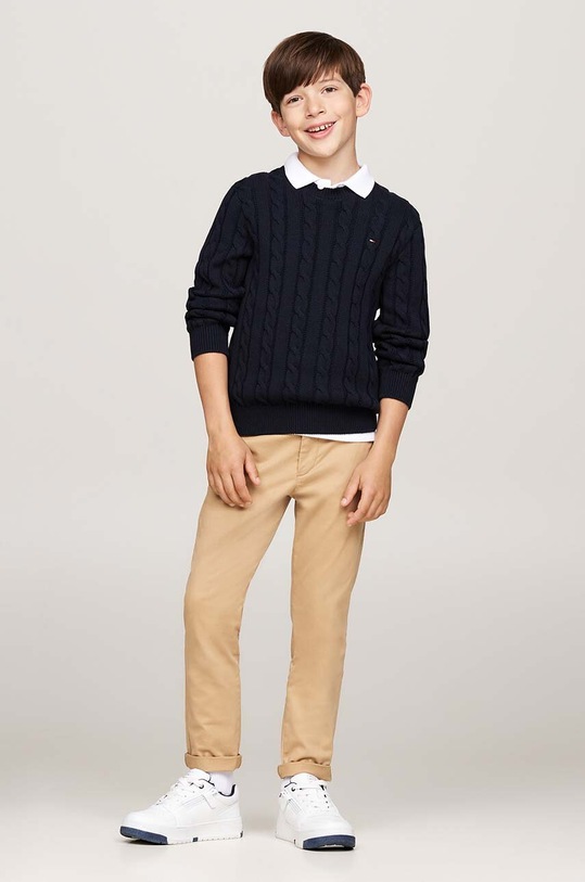 Chłopiec Tommy Hilfiger sweter bawełniany dziecięcy KB0KB09418.9BYH.128.176 granatowy