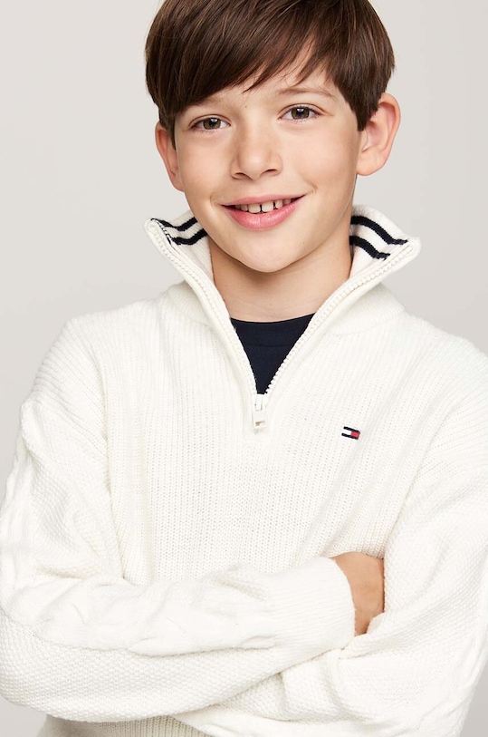 Fiú Tommy Hilfiger gyerek gyapjúkeverékből készült pulóver KB0KB09419.9BYH.128.176 bézs