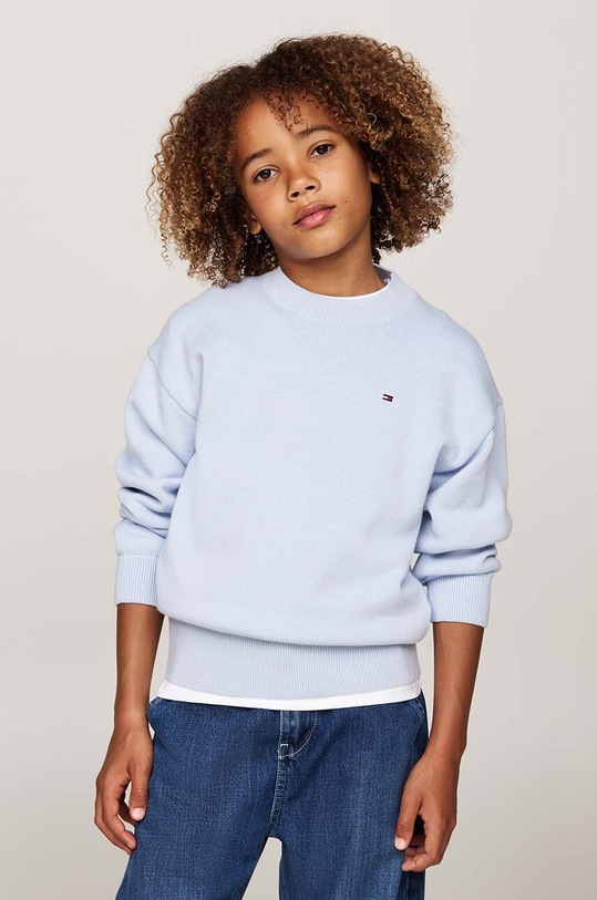 Dětský bavlněný svetr Tommy Hilfiger středně silná modrá KB0KB09466.9BYH.128.176