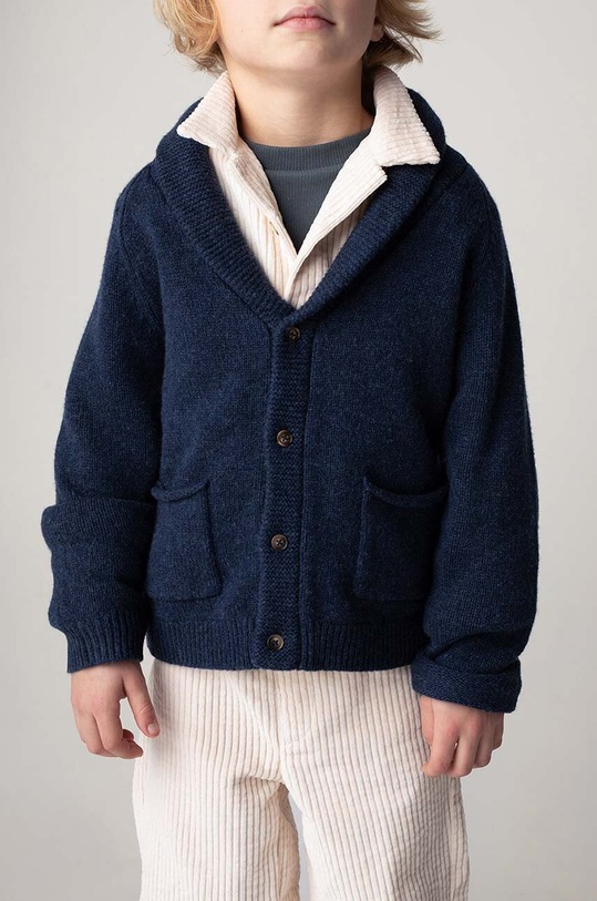 Vuneni dječji kardigan Donsje Kicher Merino Wool Cardigan bez uzorka mornarsko plava 4090400.