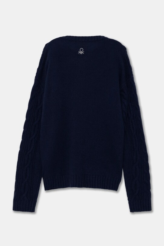 Детский шерстяной свитер United Colors of Benetton 1344C107G.G.Seasonal тёмно-синий AW24