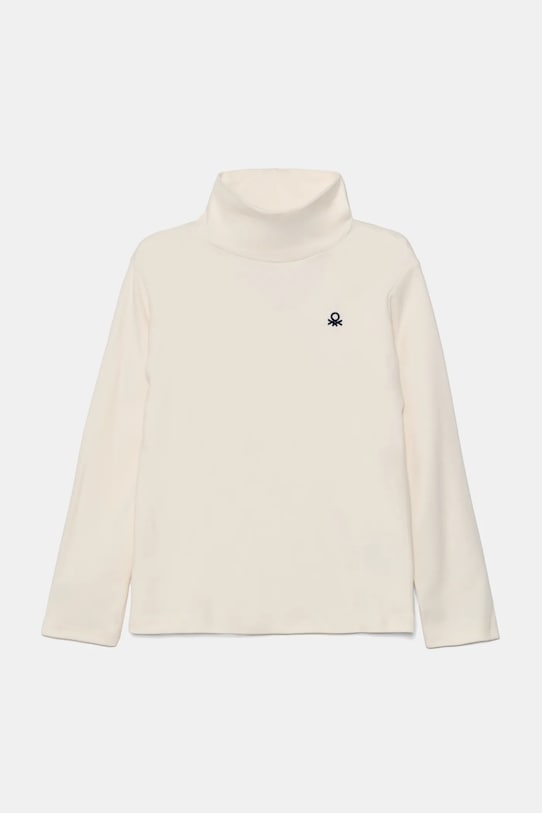 Dětské bavlněné tričko s dlouhým rukávem United Colors of Benetton kulatý béžová 3AOUG105E.P.Seasonal