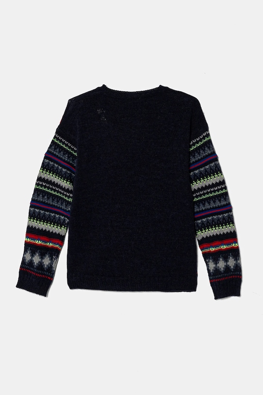 Παιδικό πουλόβερ από μείγμα μαλλιού United Colors of Benetton 1076Q107J.G.Seasonal σκούρο μπλε AW24