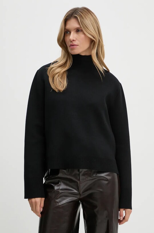 Sveter Bruuns Bazaar SimonaBBAda knit polorolák čierna BBW4172