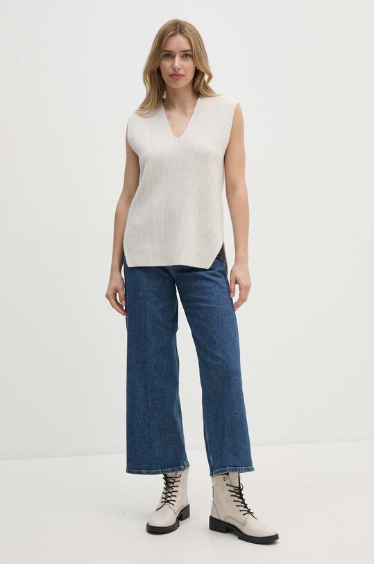 Μάλλινο γιλέκο Calvin Klein K20K207249 μπεζ AW24
