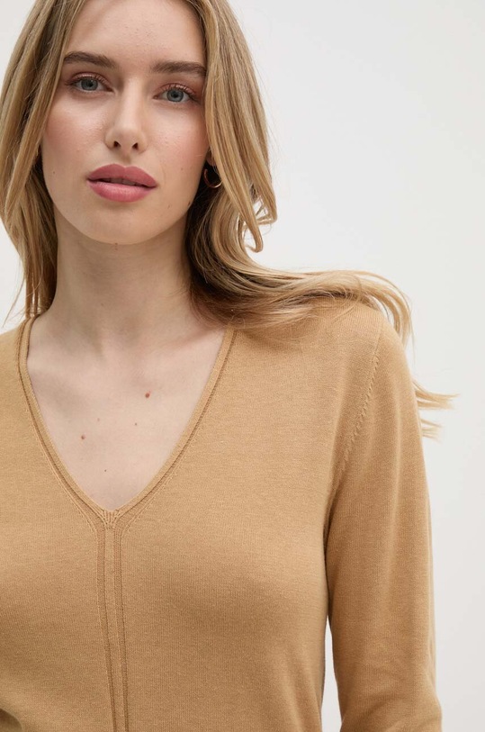 Calvin Klein pulover din amestec de mătase maro K20K207569