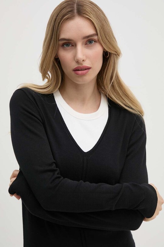 Pulover s dodatkom svile Calvin Klein crna K20K207569