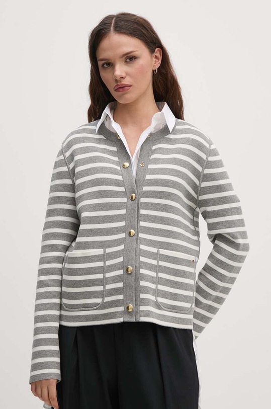 Tommy Hilfiger kardigan dwustronny WW0WW40846 szary AW24