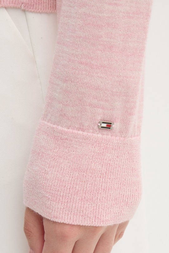 Vlnený kardigán Tommy Hilfiger WW0WW42140 ružová