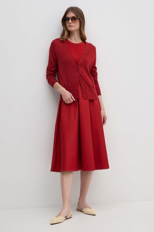 Vlnený kardigán Tommy Hilfiger WW0WW42140 burgundské AW24