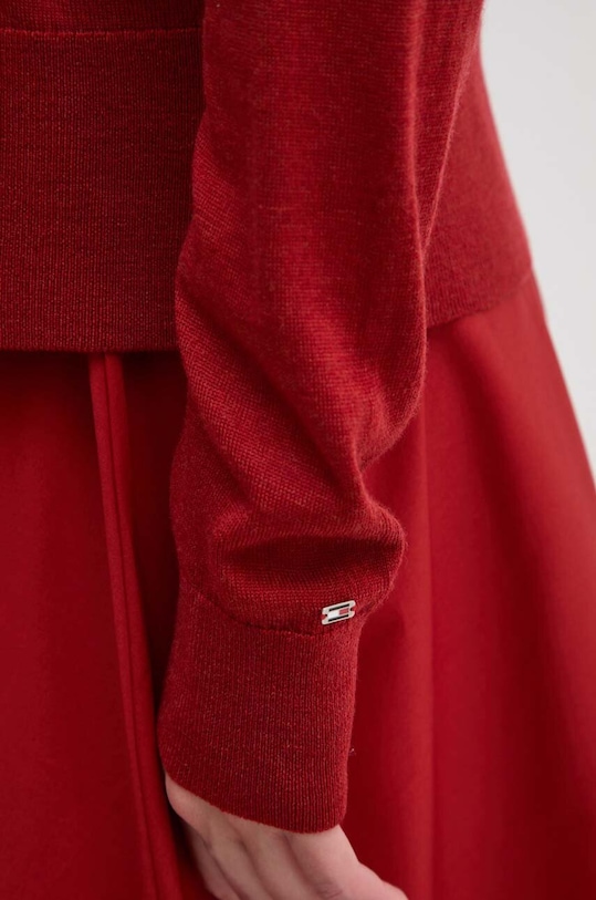 Vlnený kardigán Tommy Hilfiger WW0WW42140 burgundské
