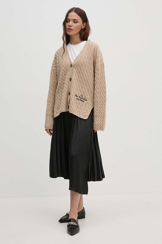 Tommy Hilfiger kardigan wełniany WW0WW42143 beżowy AW24