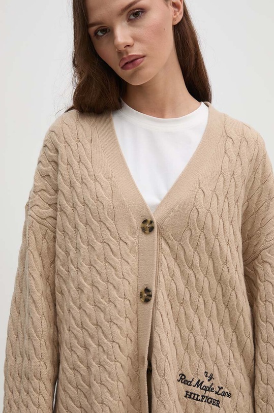 Tommy Hilfiger kardigan wełniany beżowy WW0WW42143