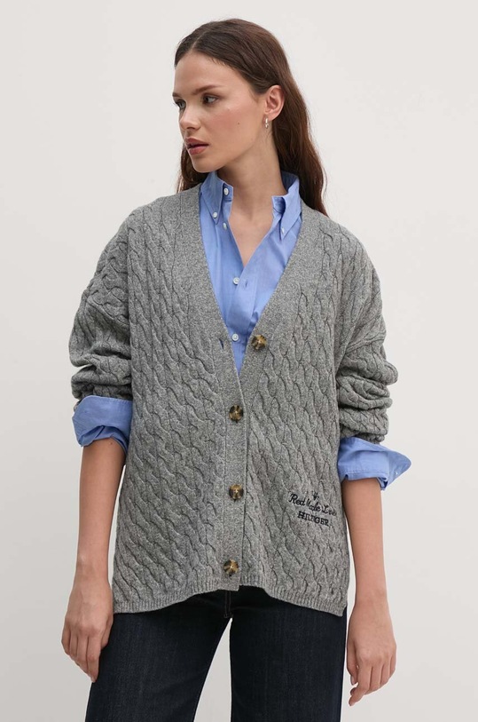 Tommy Hilfiger kardigan wełniany wełna szary WW0WW42143