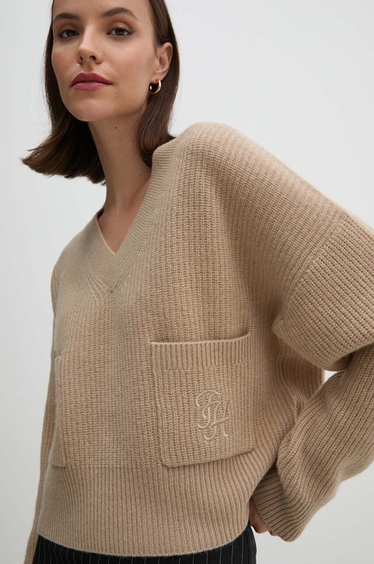 Вовняний светр Tommy Hilfiger тонкий бежевий WW0WW42149