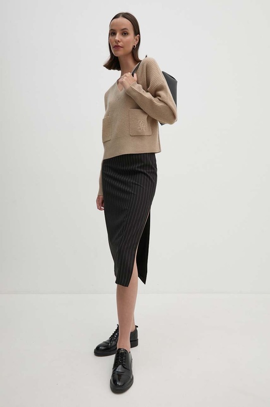 Вовняний светр Tommy Hilfiger WW0WW42149 бежевий AW24