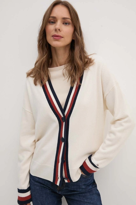 Tommy Hilfiger cardigan din lana cu modele bej WW0WW42151